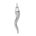 14k White Gold 3-D Italian Horn Charm, 35 x 5 mm