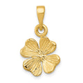 14k Polished and Textured Four Leaf Clover Pendant, 22 x 13.08 mm