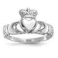 14k White Gold Polished Claddagh Ring, Size 7, 2.33 g