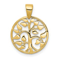 14k Gold Polished Tree in Circle Pendant, 18.6 x 14.6 mm