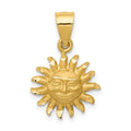 14k Satin Diamond-cut Sun Pendant, 21 x 13.8 mm