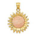 14k Two-tone Polished Sunflower Pendant, 28.9 x 20.9 mm