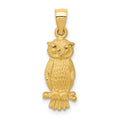 14k Satin Diamond-cut Owl Pendant, 24.6 x 8.1 mm