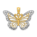14k and White Rhodium Diamond-cut Polished Cut-out Butterfly Pendant, 19.2 x 22.6 mm