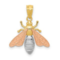 14k Two-tone with White Rhodium Polished Bee Pendant, 20.4 x 17.1 mm