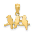 14k Polished Three Birds on a Branch Pendant, 14 x 15 mm