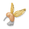 14K Two-tone with White Rhodium Satin Diamond-cut Hummingbird Chain Slide, 19 x 17 mm