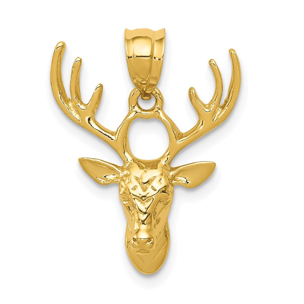 14k Polished Deer Head Pendant, 23 x 18 mm