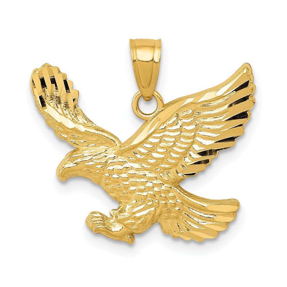 14k Diamond-cut Eagle Pendant, 18 x 20 mm