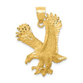 14k Satin Diamond-cut Eagle Pendant, 33 x 23 mm