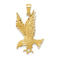 14k Polished and Diamond-cut Eagle Pendant, 30 x 16 mm