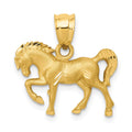 14k Satin Diamond-cut Horse Pendant, 20 x 19 mm