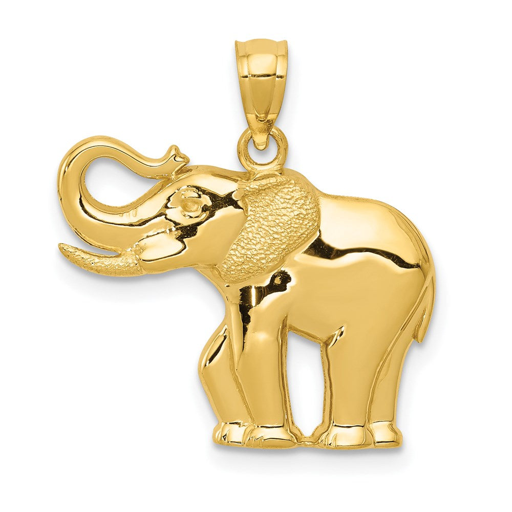 14k Polished and Satin Elephant Pendant, 22 x 21 mm