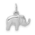 14k White Gold Small Polished Elephant Charm, 14 x 13 mm