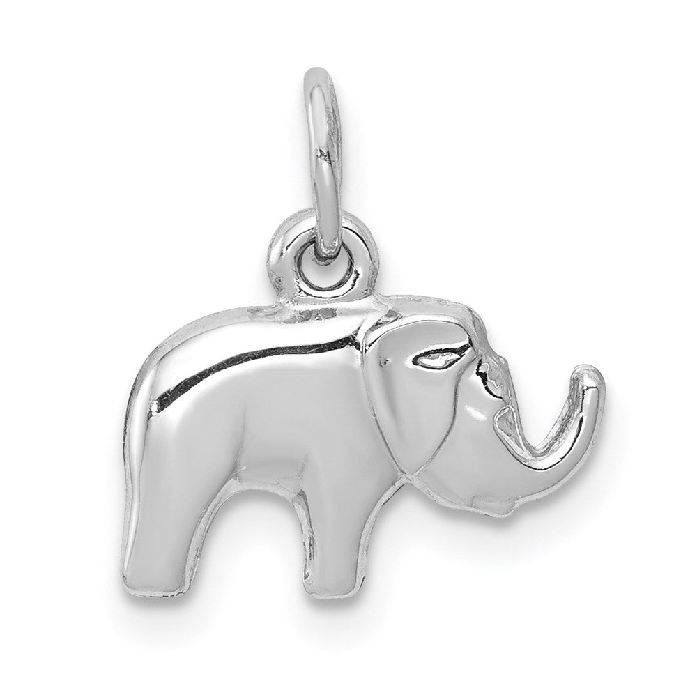14k White Gold Small Polished Elephant Charm, 14 x 13 mm