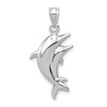 14k White Gold Dolphin Pair Pendant, 28 x 14 mm