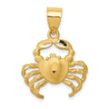 14k Satin Diamond-cut Crab Pendant, 25 x 19 mm