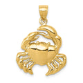 14k Polished Crab Pendant, 29 x 20 mm
