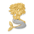 14k and White Rhodium Satin Diamond-cut Mermaid Omega Slide, 25 x 18 mm