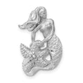 14K White Gold Satin and Diamond-Cut Mermaid Omega Slide, 20 x 13.5 mm