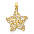 14k Polished Filigree Starfish Pendant, 25 x 19 mm