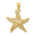 14k Diamond-cut Polished Filigree Starfish Pendant, 23 x 17.5 mm