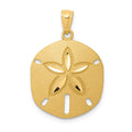 14k Satin Diamond-cut Sand Dollar Pendant, 25 x 17 mm