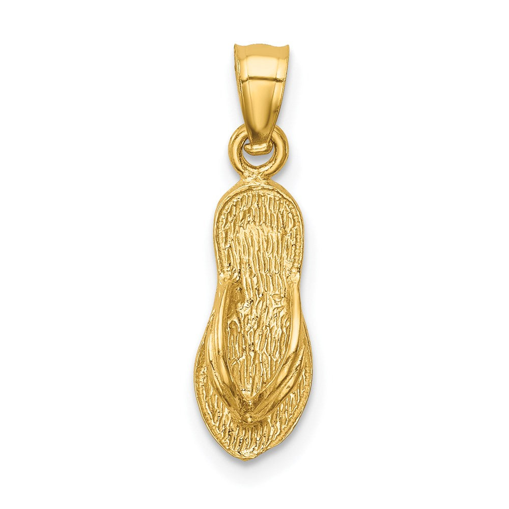 14k  3-D Polished And Textured Flip Flop Pendant, 22 x 6.22 mm