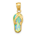 14k Polished 3-D Lab Created White Opal Flip Flop Pendant, 25.6 x 8.5 mm