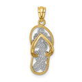 14k and White Rhodium Polished Floral Flip Flop Pendant, 25.5 x 8.75 mm