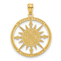 14K Satin / Polished I WOULD BE LOST WITHOUT YOU Compass Pendant, 27.3 x 20.85 mm