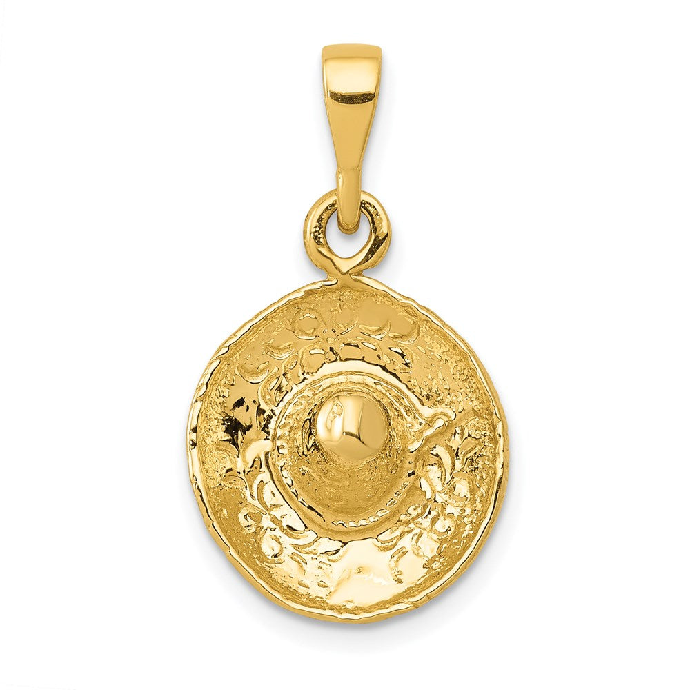 14K  3-D Sombrero Pendant, 26.5 x 14.13 mm