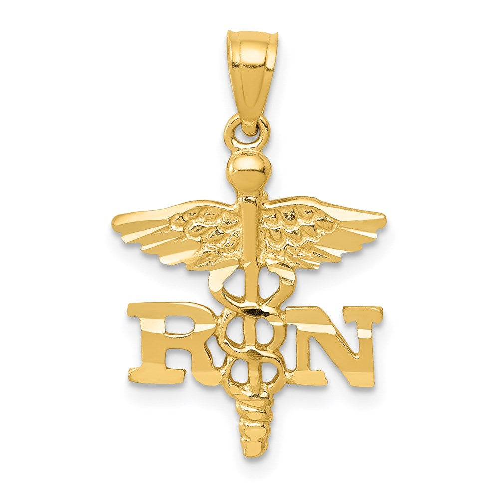 14k Diamond-cut RN Registered Nurse Pendant, 22.28 x 15.04 mm