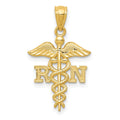 14k Diamond-cut Polished RN Registered Nurse Pendant, 24.34 x 14.86 mm