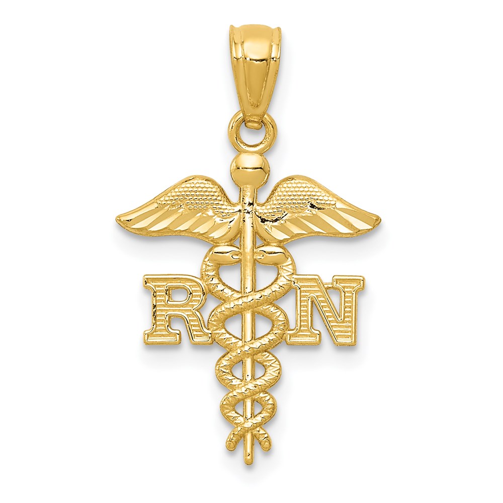 14k Diamond-cut Polished RN Registered Nurse Pendant, 24.34 x 14.86 mm