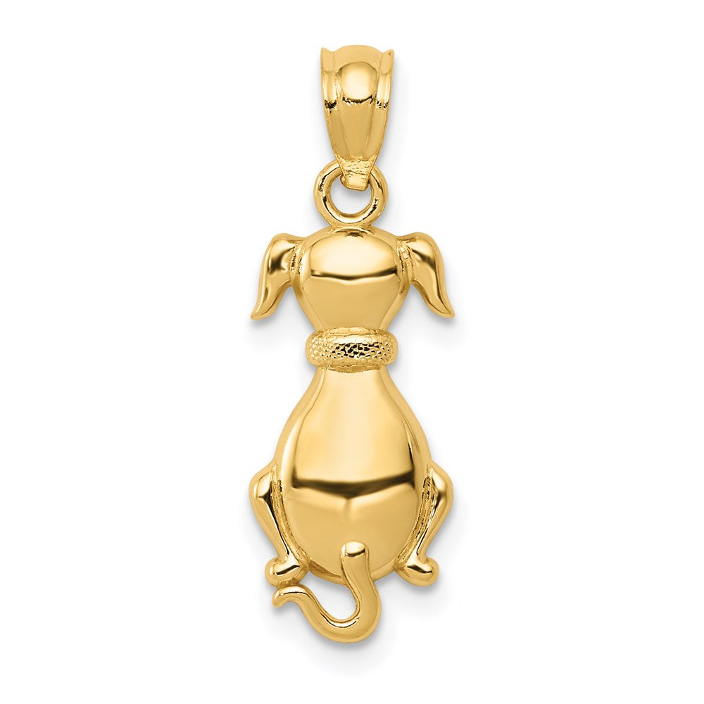 14k Polished Sitting Dog Back Pendant, 23.44 x 7.85 mm