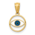 14k Polished Enameled Eye Pendant, 15.7 x 9.2 mm