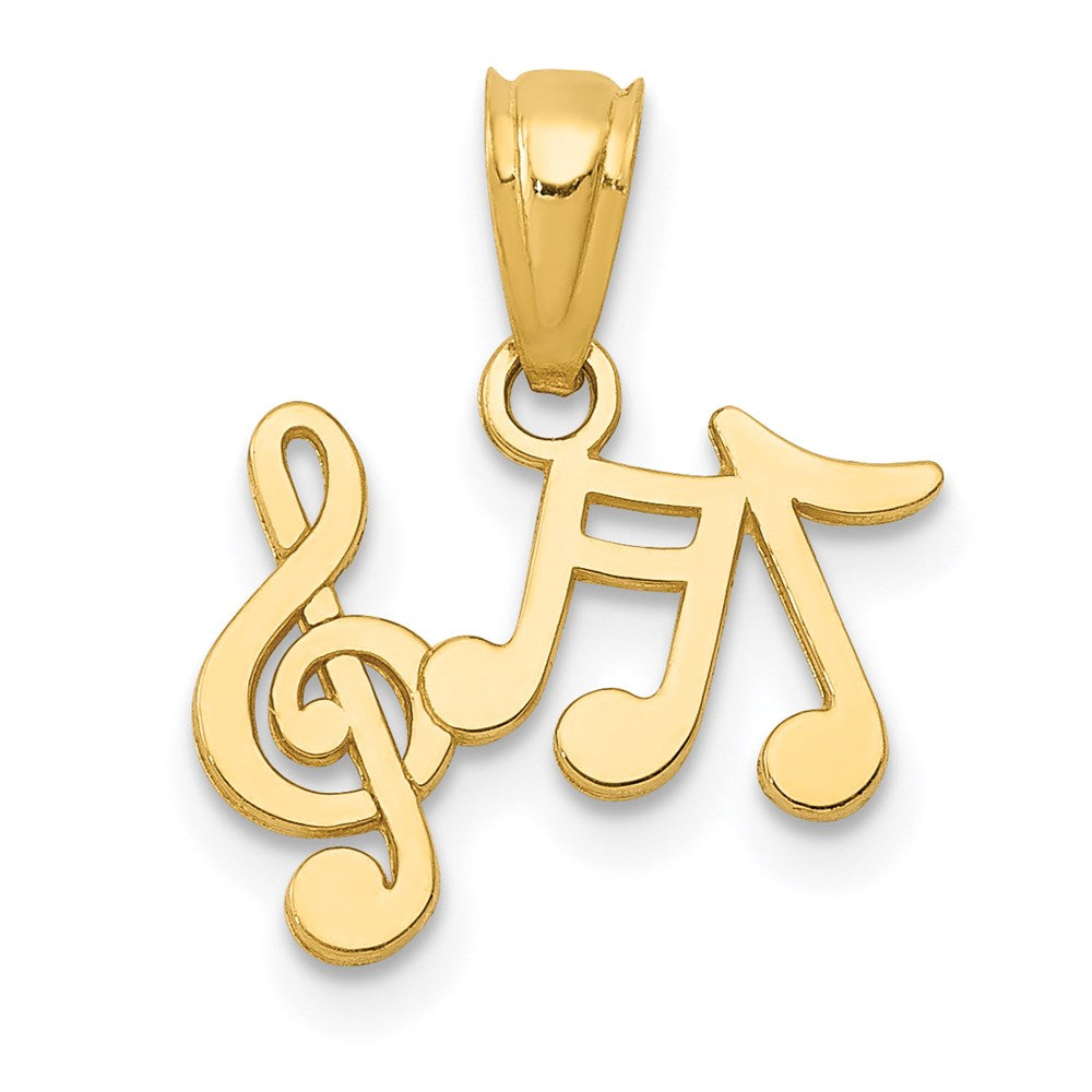 14k Polished Music Notes and Treble Clef Pendant, 14.6 x 13.5 mm
