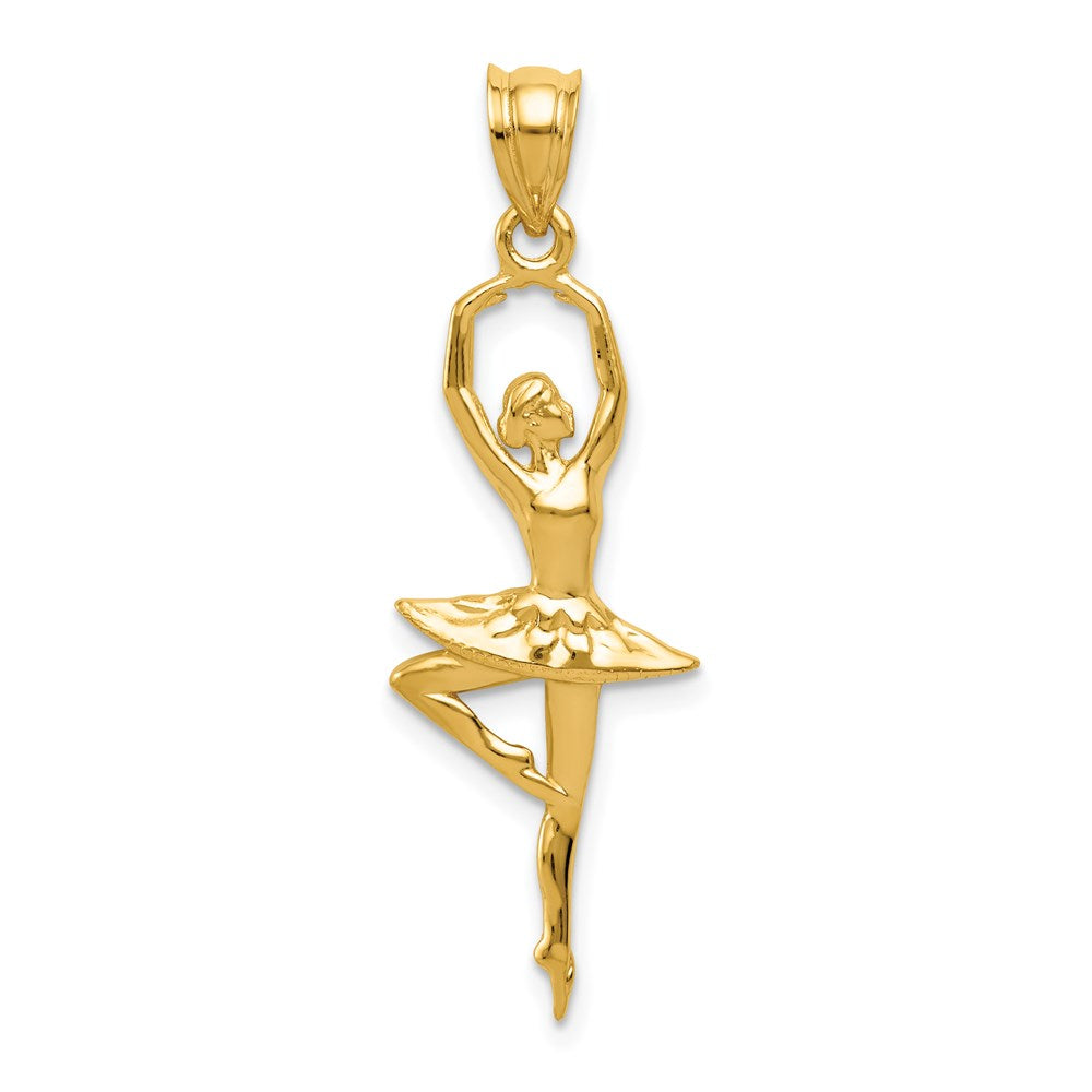 14k Polished Large Ballerina Pendant, 36.6 x 11.73 mm