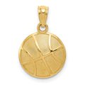 14K Satin and Polished Basketball Pendant, 19.1 x 12.5 mm