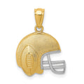 14K and White Rhodium Satin/Polished Football Helmet Pendant, 18.5 x 13.5 mm