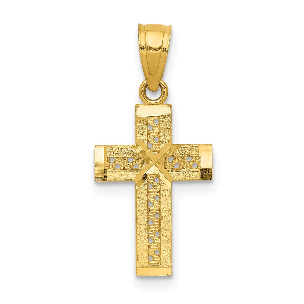 14k Diamond-cut with -X- Center Cross Pendant, 21.05 x 9.95 mm