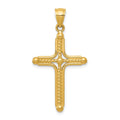 14k Polished Braided Cross Pendant, 35.61 x 16.7 mm