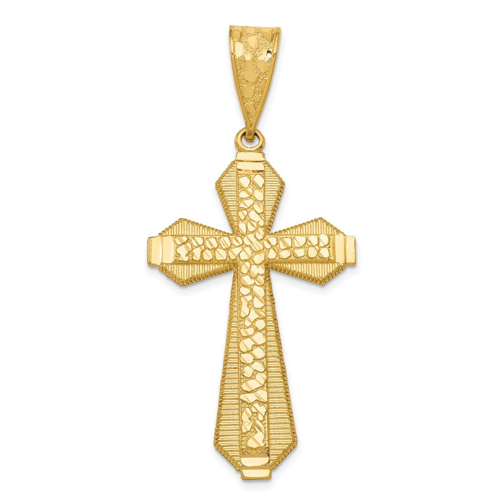 14k Diamond-cut Nugget Center Cross Pendant, 55.84 x 25 mm