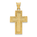 14k Textured Reversible Lord's Prayer in Spanish Cross Pendant, 26.1 x 14.4 mm