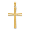 14k Reversible Satin/Diamond-cut Cross Pendant, 26 x 14.47 mm