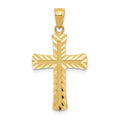 14k Diamond-cut Latin Cross Pendant, 38 x 15.2 mm