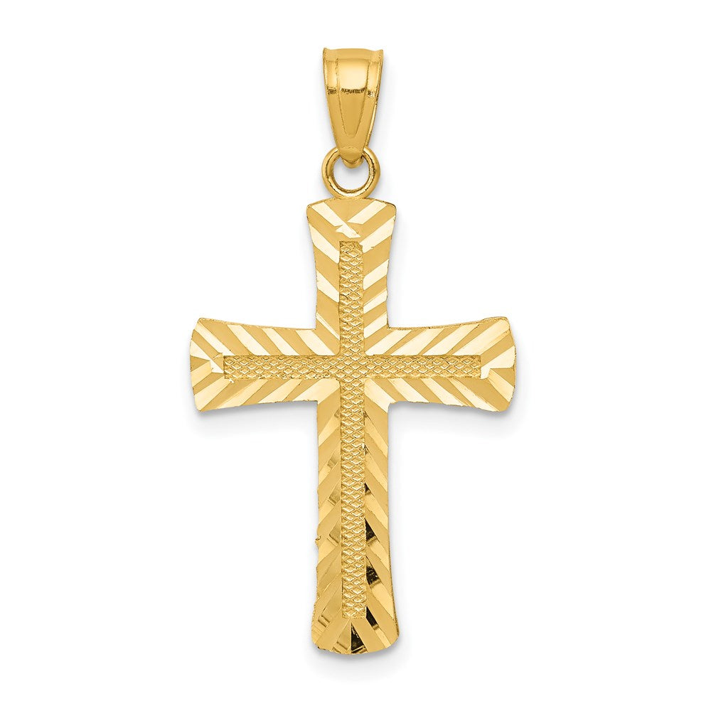 14k Diamond-cut Latin Cross Pendant, 38 x 15.2 mm