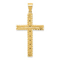 14k Polished and Textured Diamond-cut Latin Cross Pendant, 49 x 24.9 mm