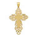 14k Polished Large Fancy Filigree Cross Pendant, 51.2 x 30.5 mm